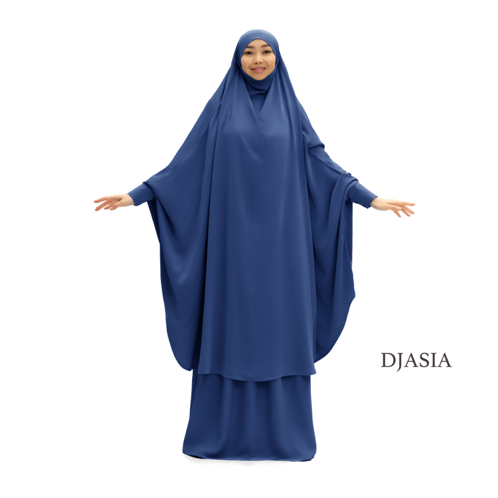 SET: KHIMAR WITH TIE SLEEVES AND  SKIRT FROM ABAY SILK