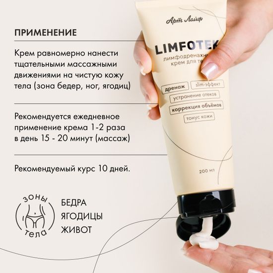 Крем для тела Limfotek, интенсивный лимфодренажный
