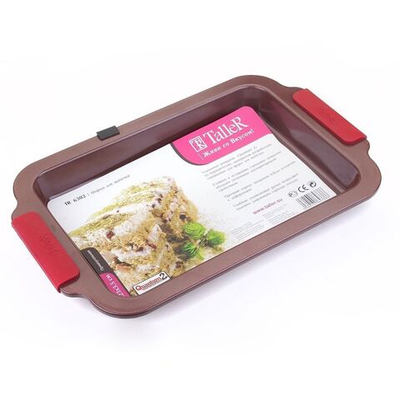 Форма для выпечки сталь, 23х36х3.5 см, антиприг, прямоуг, Taller, TR-6302