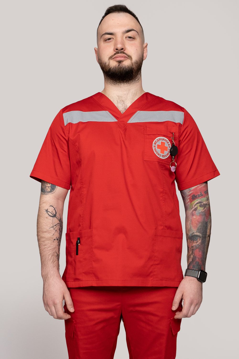 Топ летний мужской Скорая помощь MedicLine (V-обр.) цв. КРАСНЫЙ