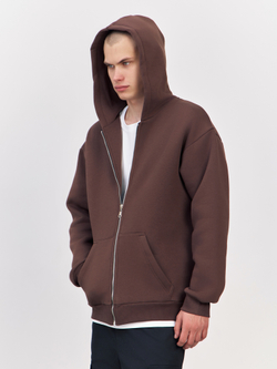 Худи зип с начесом (коричневый)