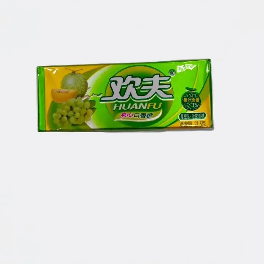 Жевательная резинка Huanfu с начинкой дыня-виноград, 21,5гр