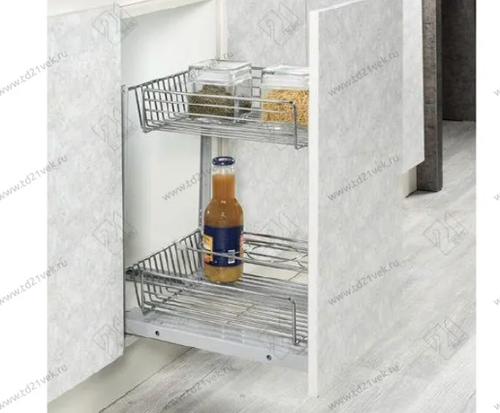 S-2172-C Выдвижная корзина в базу 400 мм, Starax, 2-х уровневая, (320х460х540 мм), с доводчиком