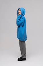 Свитшот oversize с капюшоном, Синий