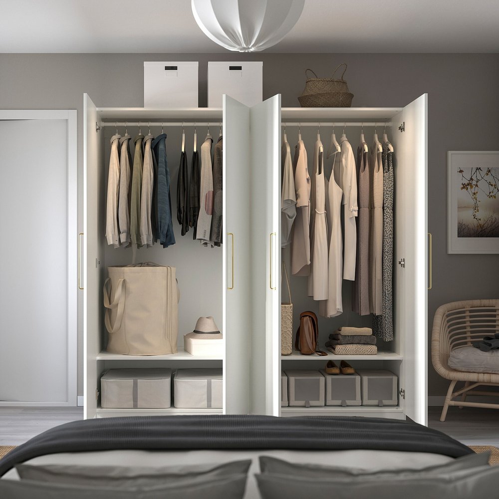 Распашной шкаф PAX FORSAND IKEA (четырехсекционный) (белый)  210*60*240