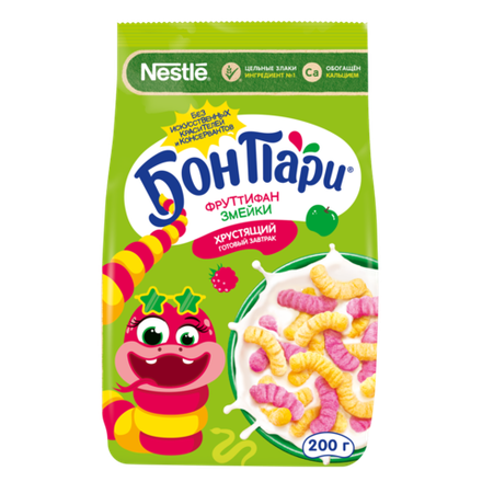 Завтрак готовый БОН ПАРИ Фруттифан. Змейки (Пак) 200г