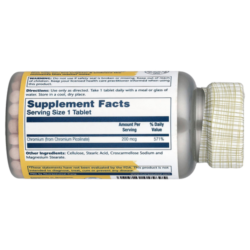 Solaray, Пиколинат хрома, 200 мкг, 100 таблеток