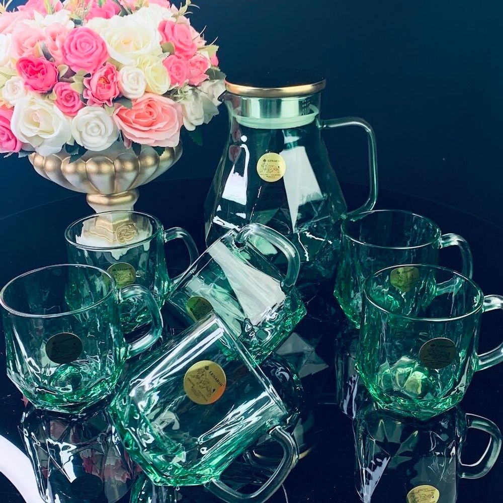 Lenardi 589-015 Набор: кувшин-заварник 1,9 л и 6 кружек 350 мл зеленый, в под.уп.(х8)