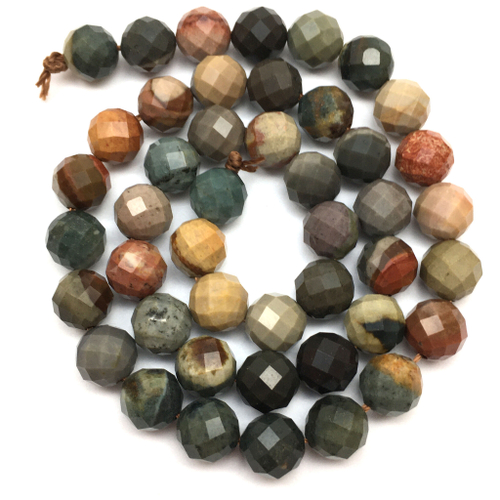 Яшма мадагаскарская 8 мм, граненые бусины - шарики