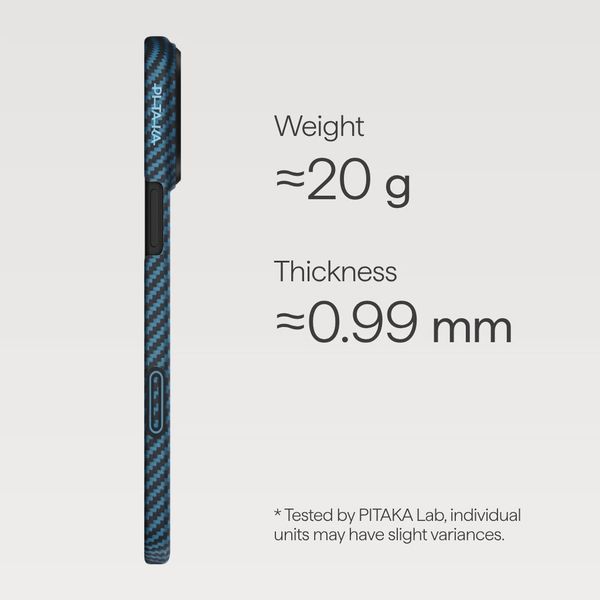 Чехол Pitaka Edge Case для iPhone 17 Pro Max, Синий | Black/Blue