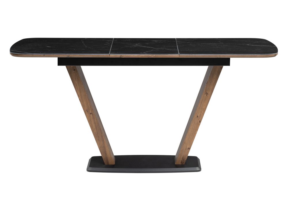 Стол на тумбе Петир 120(160)х80х75 черный мрамор / орех / черный