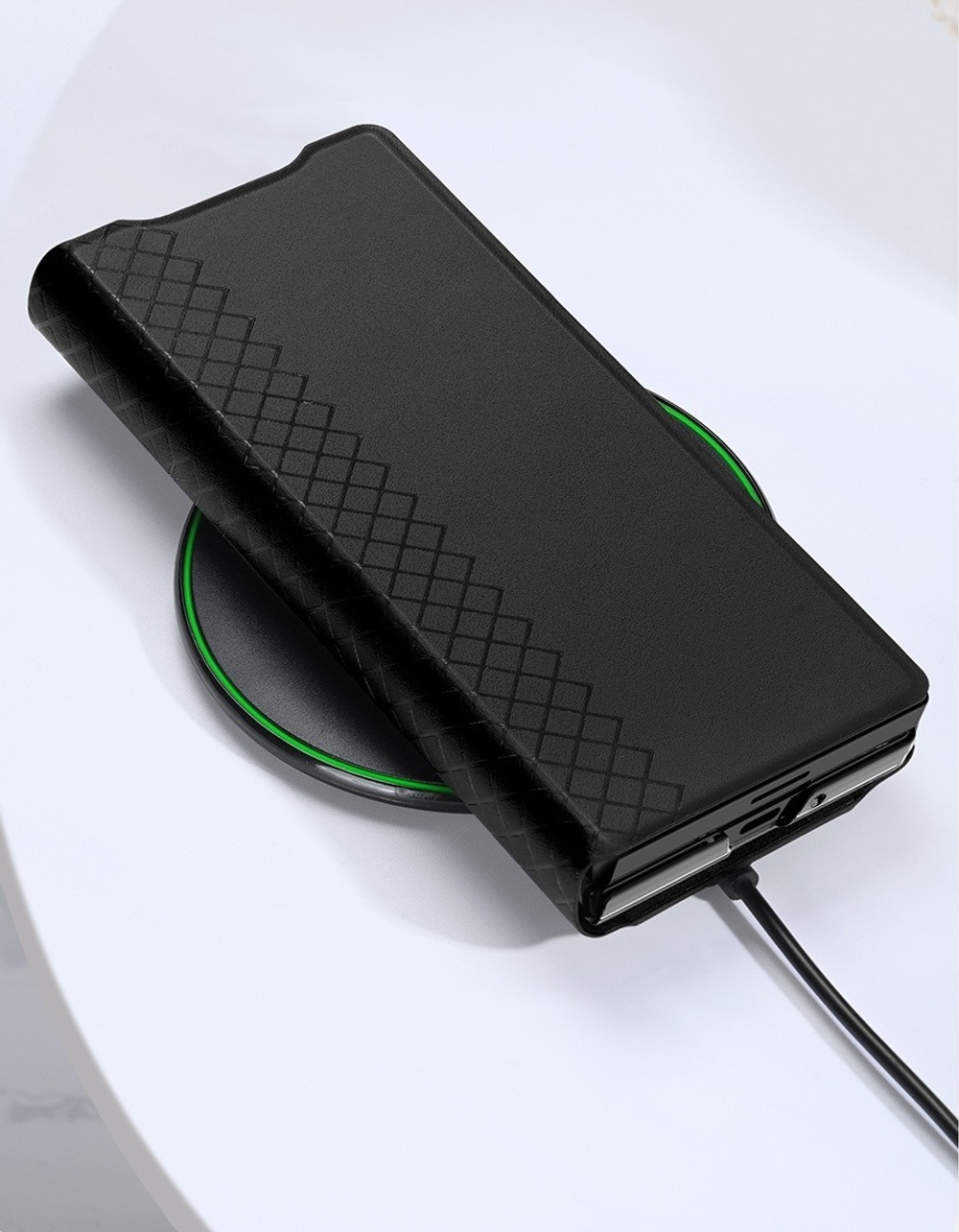 Чехол розового цвета для Samsung Galaxy Fold 7, премиальная искусственная кожа, поддержка беспроводной зарядки, Dux Ducis серия Bril Series Case (Magnetic Version)