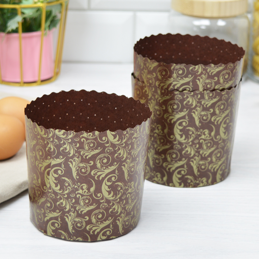 Форма бумажная для выпечки кулича 3шт d9см h9,5см