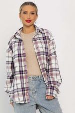 Рубашка оверсайз Дарика (бело-сиреневая) Б14253-30М LT Collection