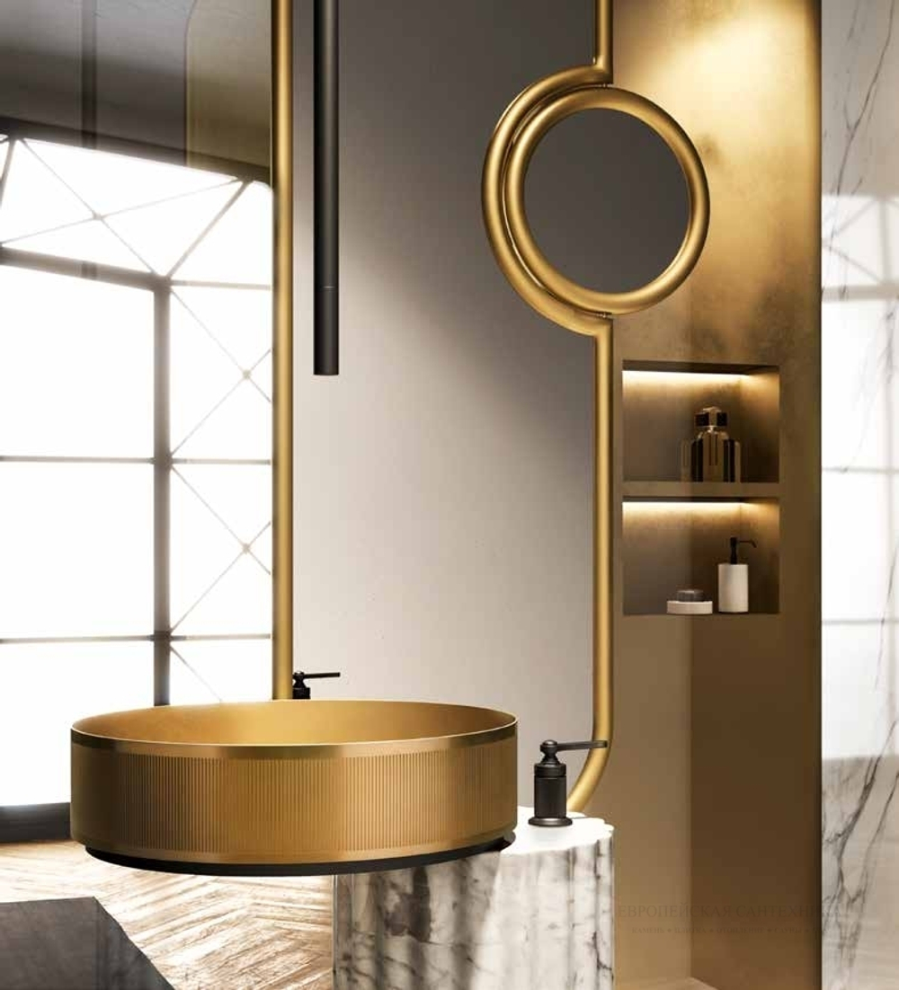 Раковина Gessi Venti20 Ø400 мм, накладная, без перелива, цвет Brushed Brass PVD