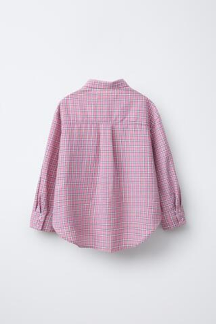 ZARA КЛЕТЧАТАЯ РУБАШКА ОВЕРСАЙЗ, РОЗОВЫЙ