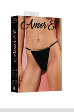 Сексуальные трусики-стринги с блестящим декором (Размер: M) (Цвет: черный)