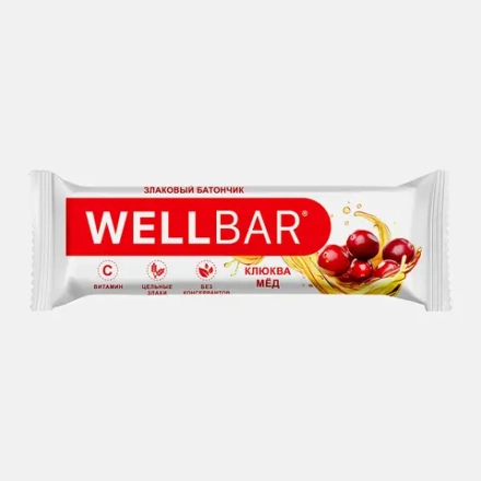 Батончик-мюсли Wellbar клюква мед 50г
