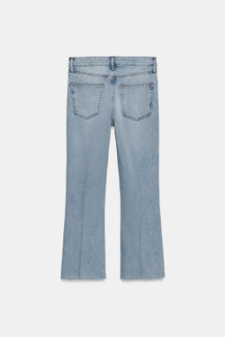 ZARA УКОРОЧЕННЫЕ ДЖИНСЫ-КЛЕШ СО СРЕДНЕЙ ПОСАДКОЙ — ZW COLLECTION, ГОЛУБОЙ