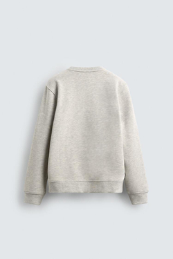 ZARA ТОЛСТОВКА ИЗ ПЛОТНОЙ ТКАНИ С КРУГЛЫМ ВЫРЕЗОМ, СЕРЫЙ МЕЛАНЖ