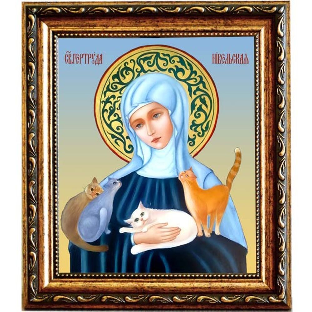 Святая Гертруда Нивельская. Икона на холсте.
