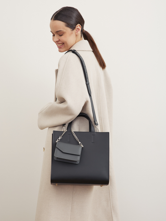 ШОППЕР КВАДРАТНЫЙ ЧЕРНЫЙ|ГРАФИТ|Т.КОРИЧНЕВЫЙ