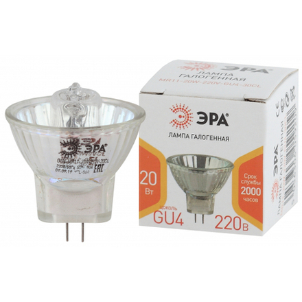 Лампочка галогенная ЭРА GU4-MR11-20W-220V-30CL GU4 20Вт софит теплый белый свет