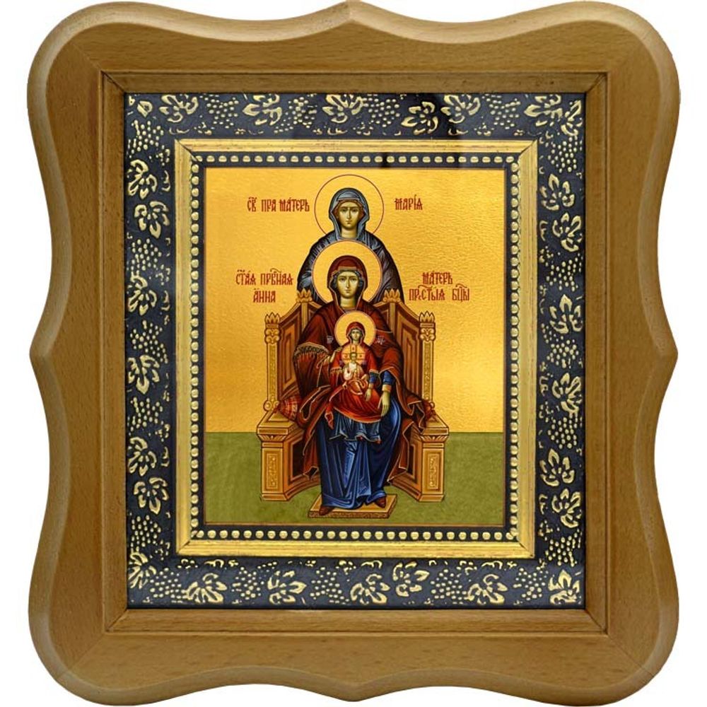 Пресвятая Богородица с Младенцем Иисусом, Анна и Мария праведные праматери. Икона на холсте.