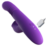 Вибратор-кролик 23,5см с поступательными движениями, вращением, нагревом PipeDream Fantasy for Her Ultimate Thrusting Clit Stimulate Dual Silicone Vibrator Purple 495712