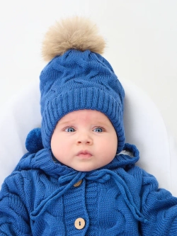 Комплект вязаный новорожденному: комбинезон+шапка+пинетки