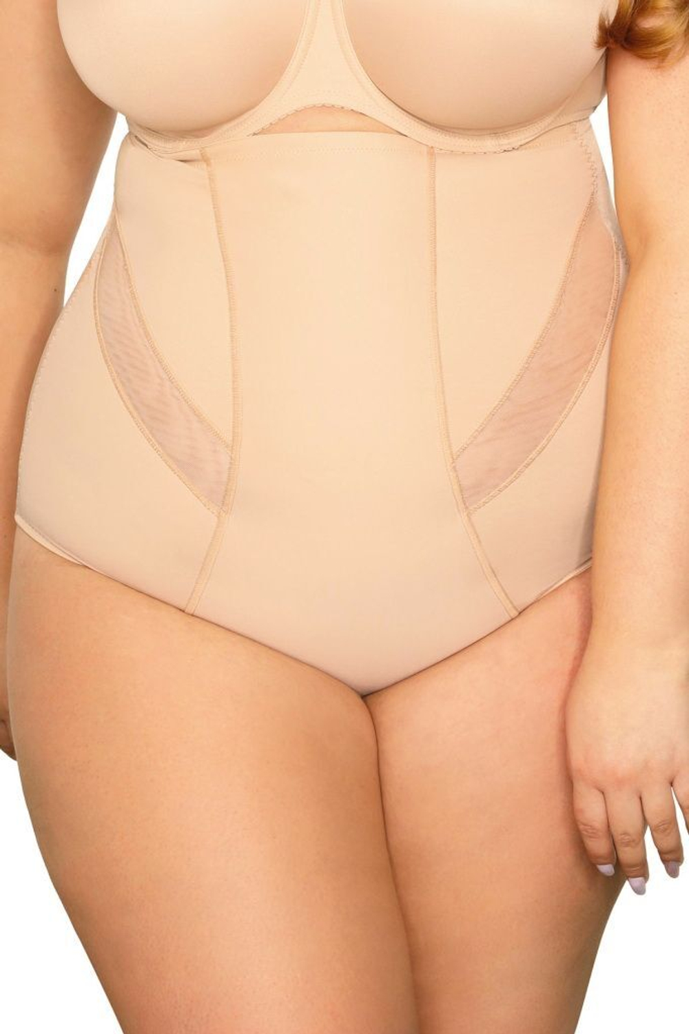 Корректирующие плотные трусики с завышенной талией (Размер: XL) (Цвет: бежевый)