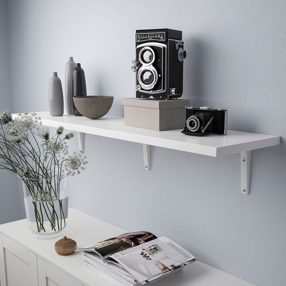Настенная полка с кронштейном IKEA BERGSHULT / TOMTHULT, Белый,120х30 см