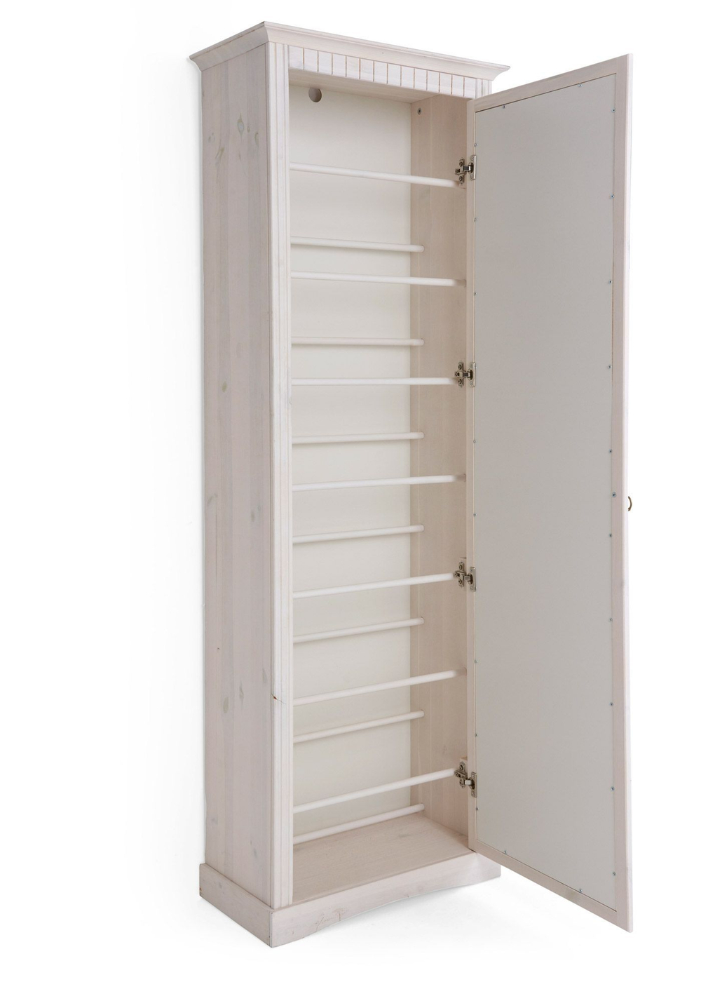 Шкаф распашной, 63х31х179, Неаполь, в прихожую, с зеркалом, деревянный, белый, Dipriz