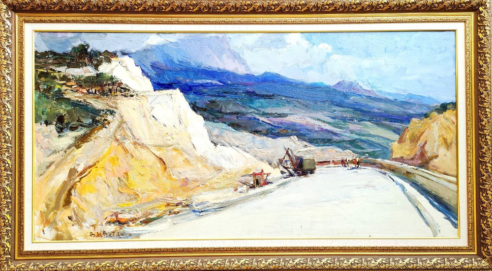 Картина Цветковой В.П. "Новая трасса в горах" холст/масло 75х150