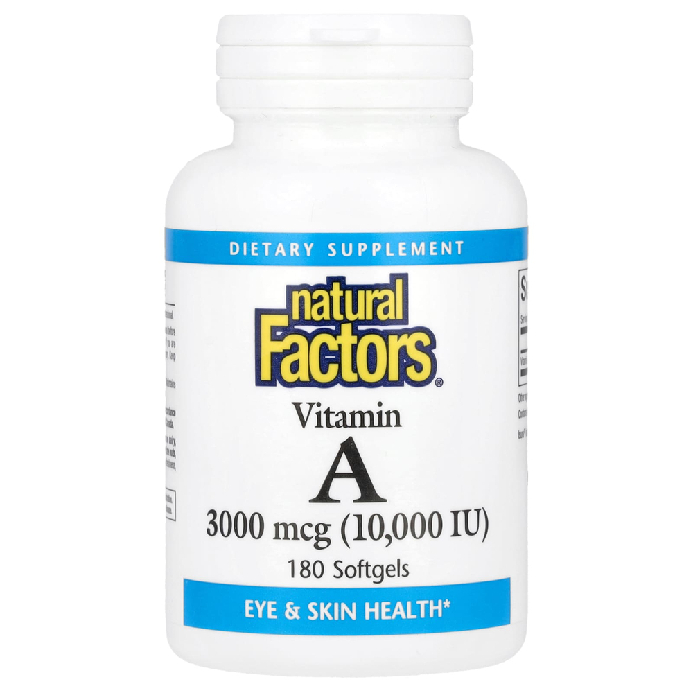 Natural Factors, витамин A, 3000 мкг (10 000 МЕ), 180 капсул