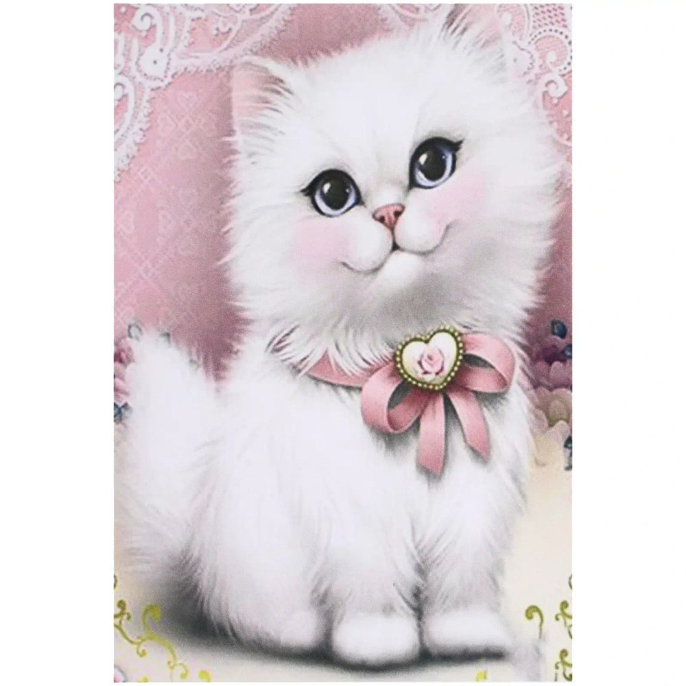 Алмазная мозаика на подрамнике с полным заполнением «МИР ЯРКИХ КРАСОК», Зефирка с бантом, 20*30 см