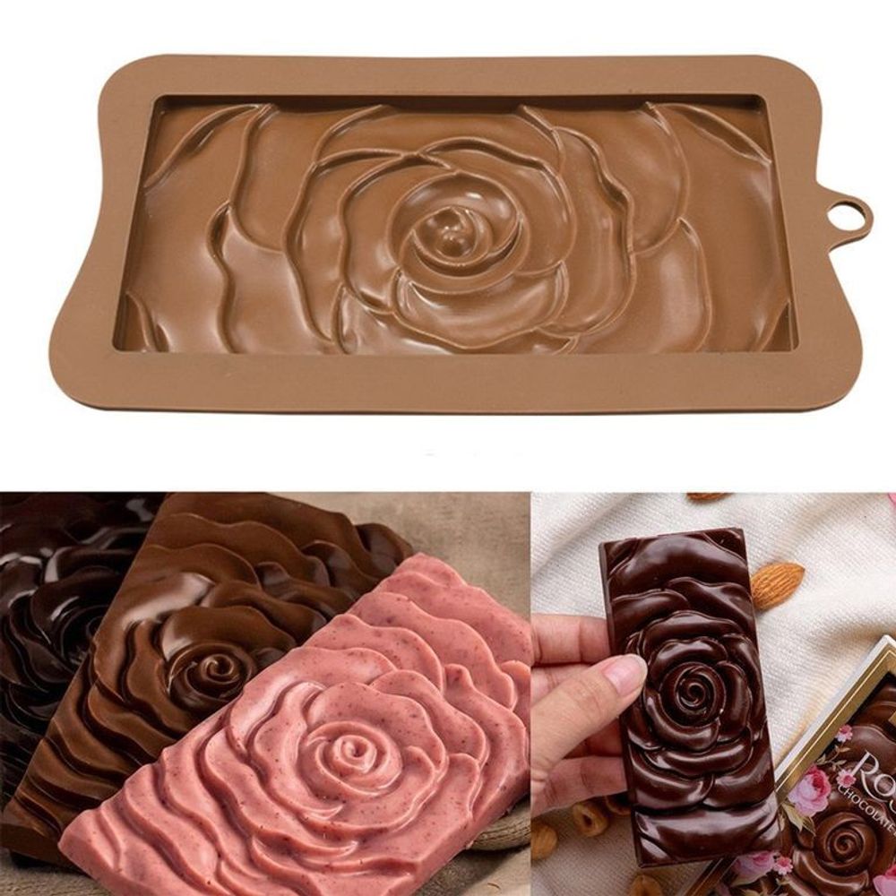 Силиконовая форма для шоколада «Плитка роза»