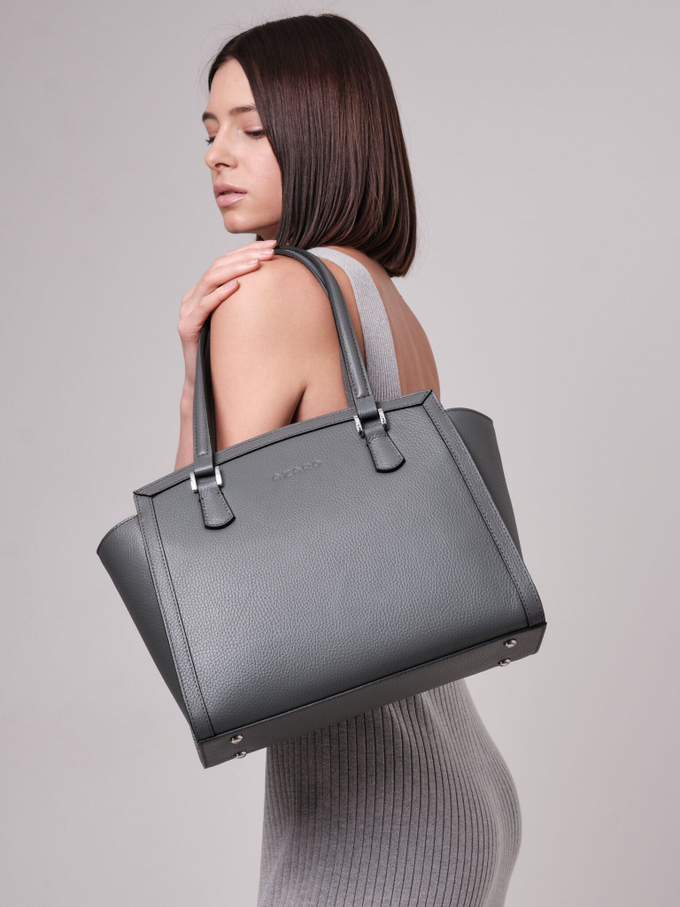 Сумка кожаная серая