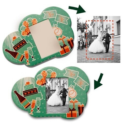 Магнит фигурный "Торт бокалы, Mr Mrs" 138х94мм