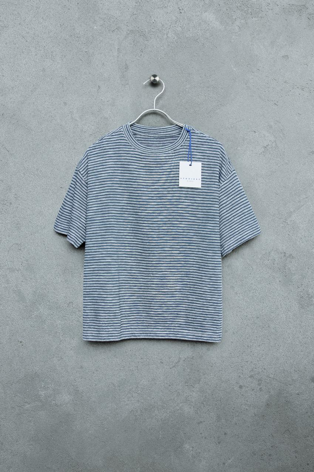 ZARA STORIESZ - ФУТБОЛКА В ПОЛОСКУ ИЗ ФЛАМЕ, ОБЛЕГЧЕННАЯ, СИНИЙ/БЕЛЫЙ