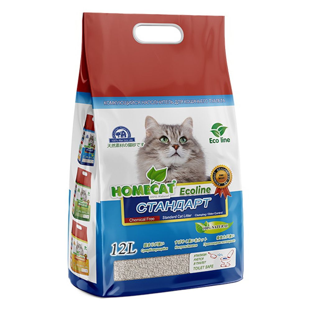 Комкующийся наполнитель HOMECAT «Эколайн» Стандарт для кошачьих туалетов без запаха 12 л