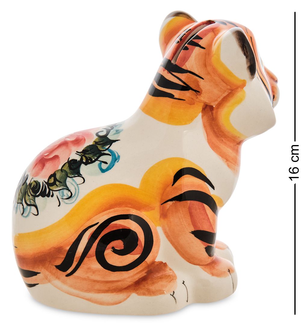 ГЛ- 797 Копилка «Тигр» бол. цв. (Гжельский фарфор)