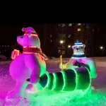 уличные фигуры с подсветкой "Медведи несут елку"