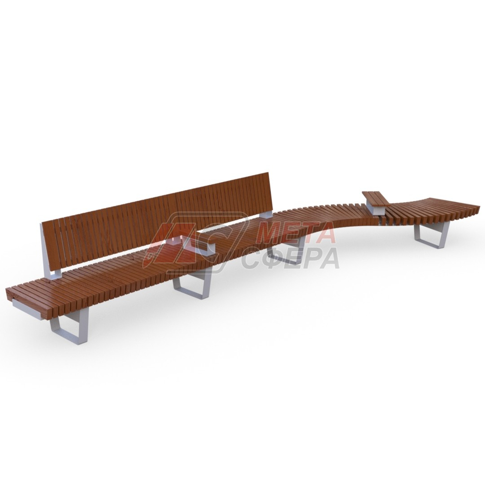 Скамейка Rail Road 02 двойная с подлокотниками и поворотом