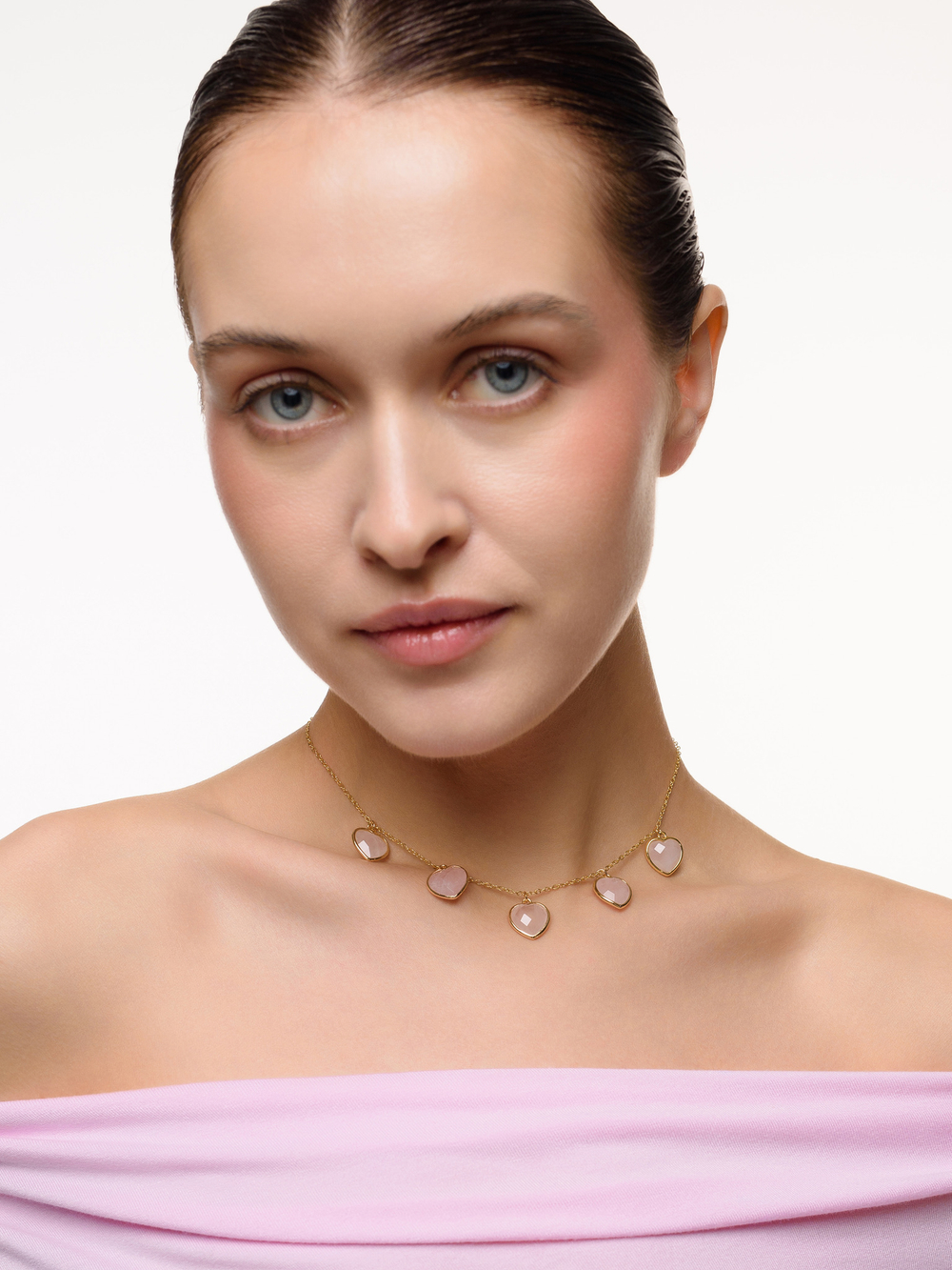 Чокер "Amour" с розовым кварцем Gold