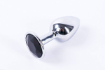Анальная пробка металлическая серебристая с черным кристаллом Onjoy Metal Plug Silver Small (Цвет: серебряный с черным)