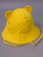 Детская желтая панама на завязках пляжная