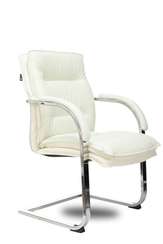 Кресло Бюрократ T-9927SL-LOW-V слоновая кость кожа низк.спин. полозья металл хром