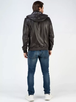 Кожаная куртка демисезонная с капюшоном