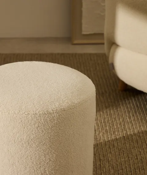 Пуф Kaeli Ø43х44 см со съемным чехлом из букле цвета экрю